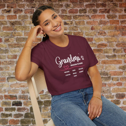 Grandma's Reason To Wine Personalized Crew Neck T-Shirt