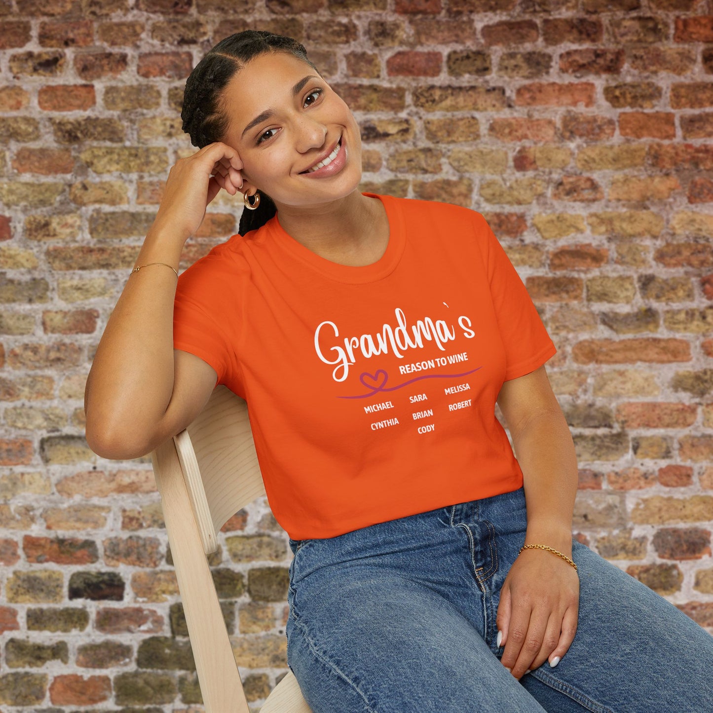 Grandma's Reason To Wine Personalized Crew Neck T-Shirt