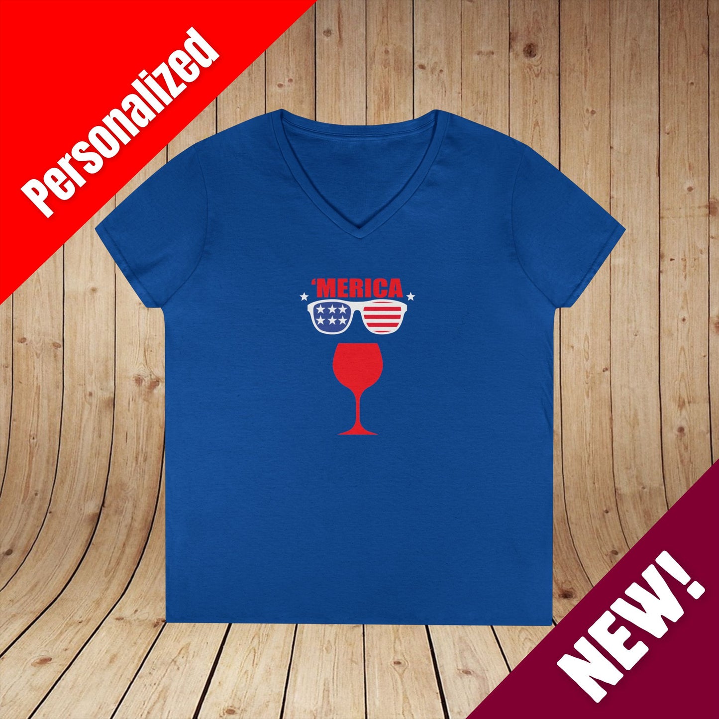 'Merica Independence Day Ladies V-Neck Tee