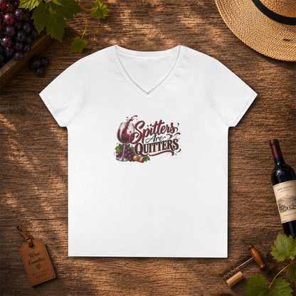 Spitters Are Quitters (wine) Ladies V-Neck T-Shirt