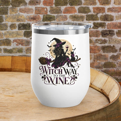 Witch Way To The Wine 12oz Personalized Wine Tumbler