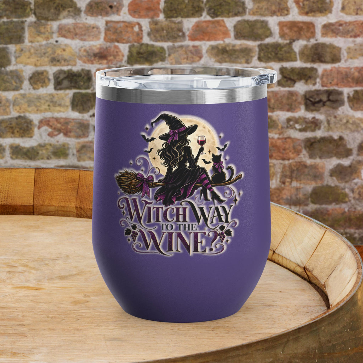 Witch Way To The Wine 12oz Personalized Wine Tumbler