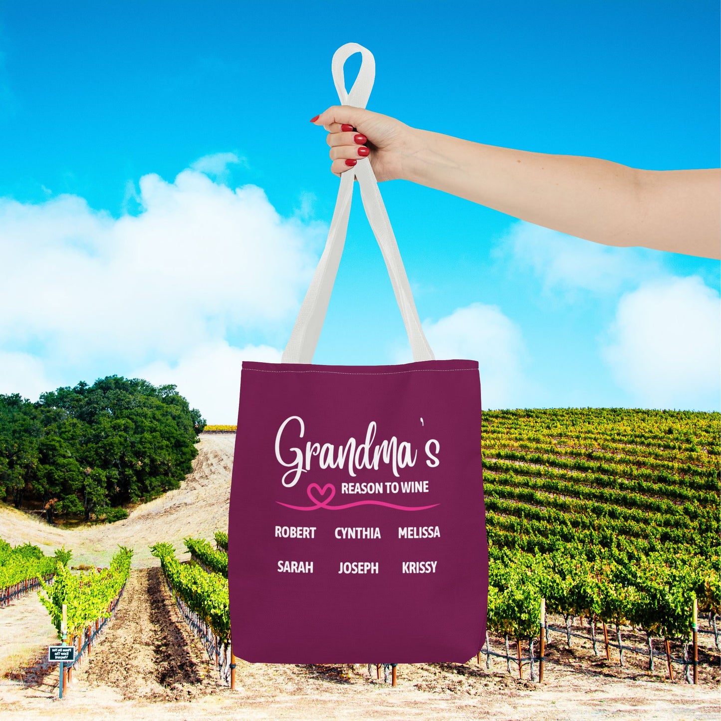 Grandma's Reason To Wine Personalized Tote Bag
