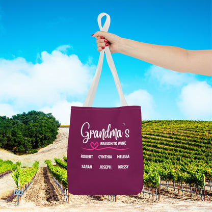 Grandma's Reason To Wine Personalized Tote Bag