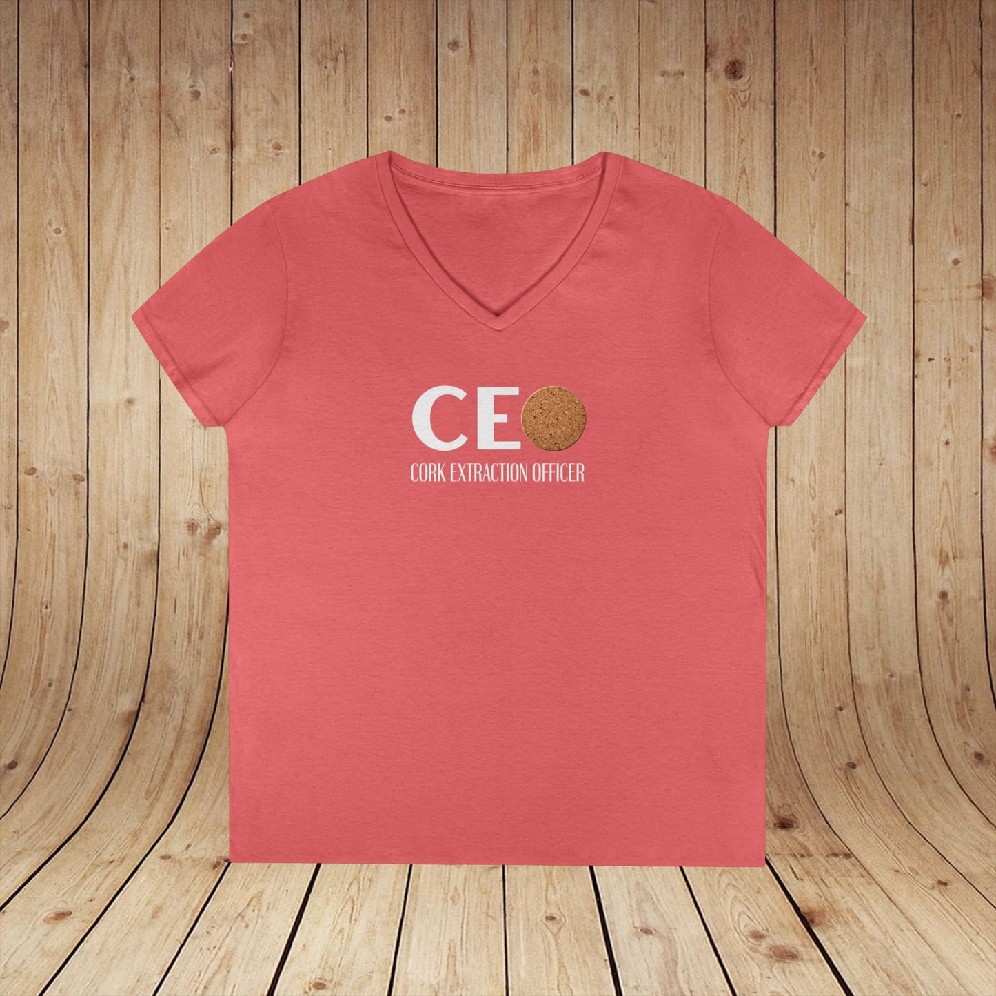 CEO Cork Extraction Officer Ladies V-Neck Tee