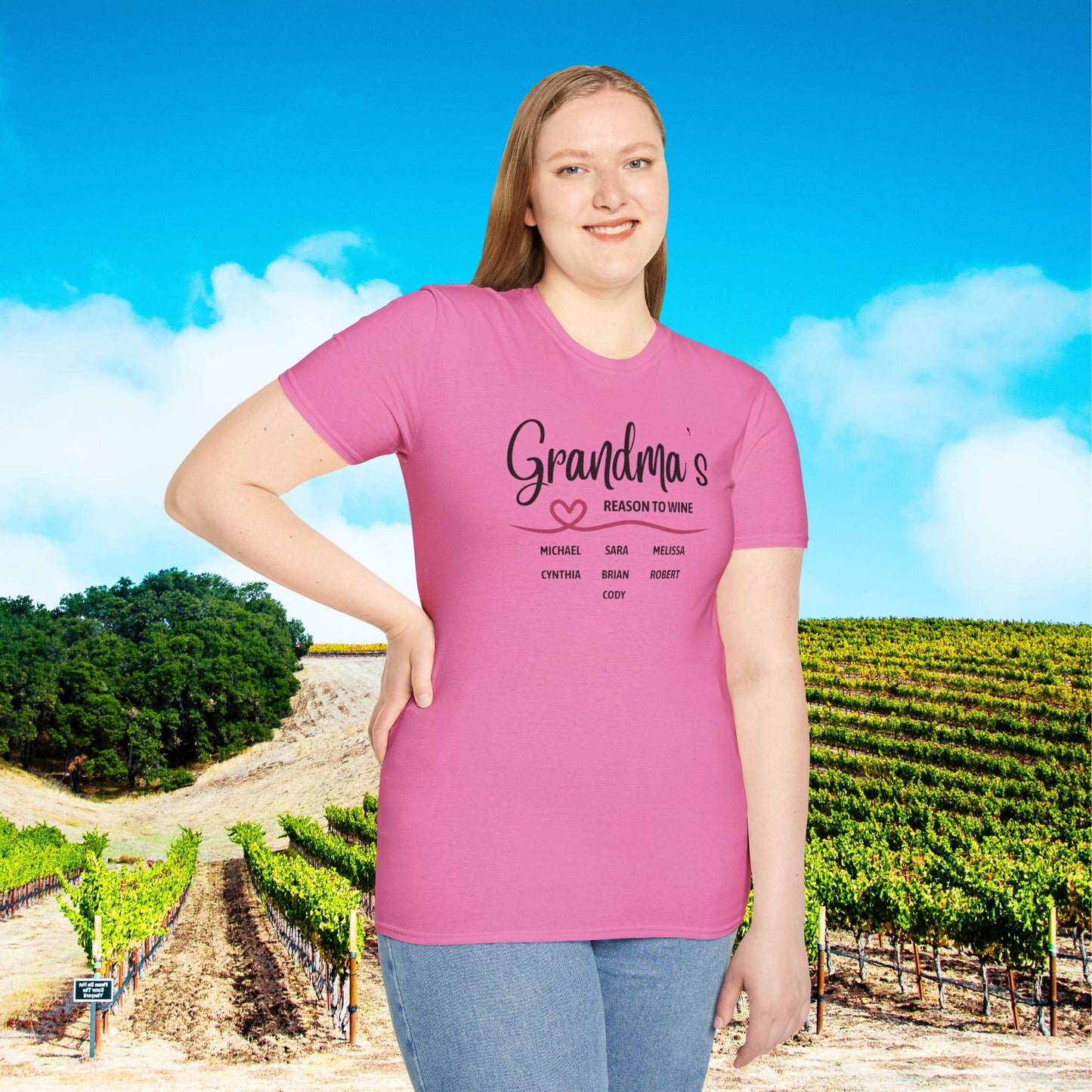 Grandma's Reason To Wine Personalized T-Shirt