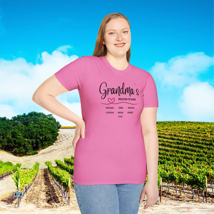 Grandma's Reason To Wine Personalized T-Shirt