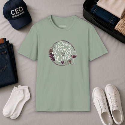 Peace, Love & Wine Crewneck Tee