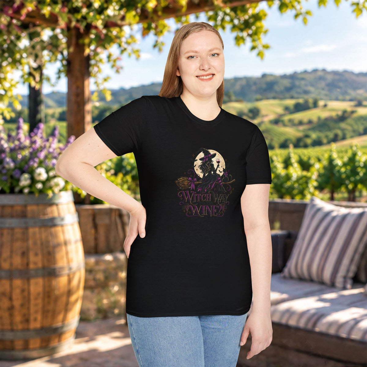 Witch Way To The Wine Unisex Softstyle T-Shirt