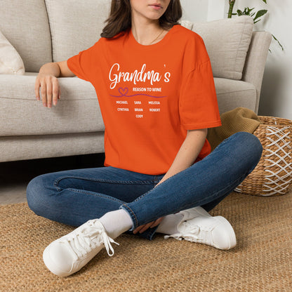 Grandma's Reason To Wine Personalized Crew Neck T-Shirt