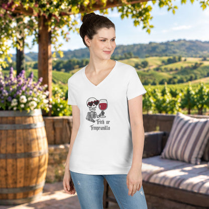 Trick or Tempranillo Ladies V-Neck Tee