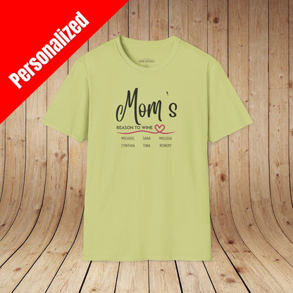 Mom's Reason To Wine Personalized Tee