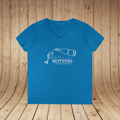Spitters Are Quitters wine Ladies V-Neck  Tee