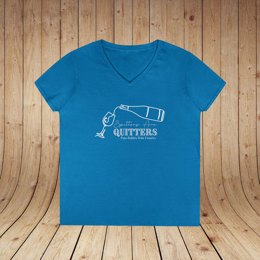 Spitters Are Quitters wine Ladies V-Neck  Tee