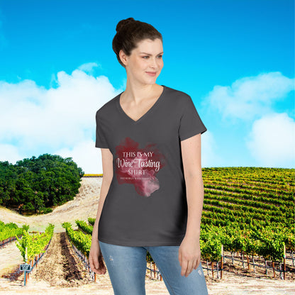 This Is My Wine Tasting Shirt Ladies V-Neck Tee