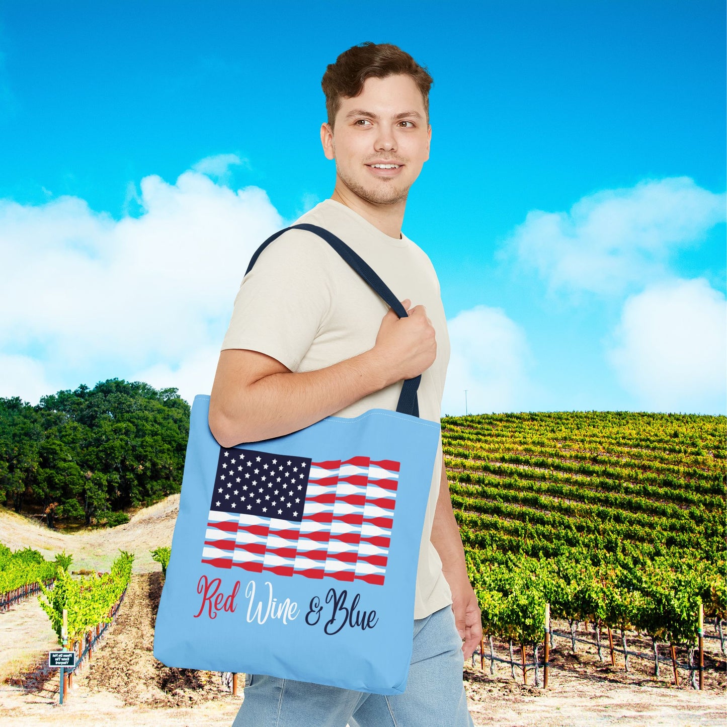 Red Wine & Blue Independence Day Personalized Tote Bag