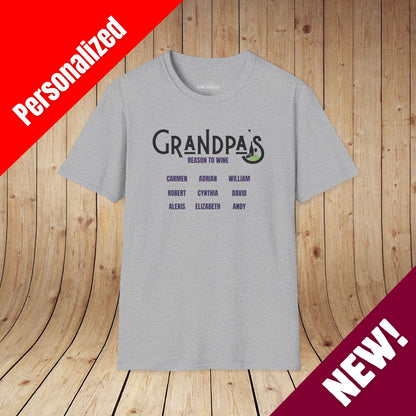 Grandpa's Reason To Wine Personalized T-Shirt
