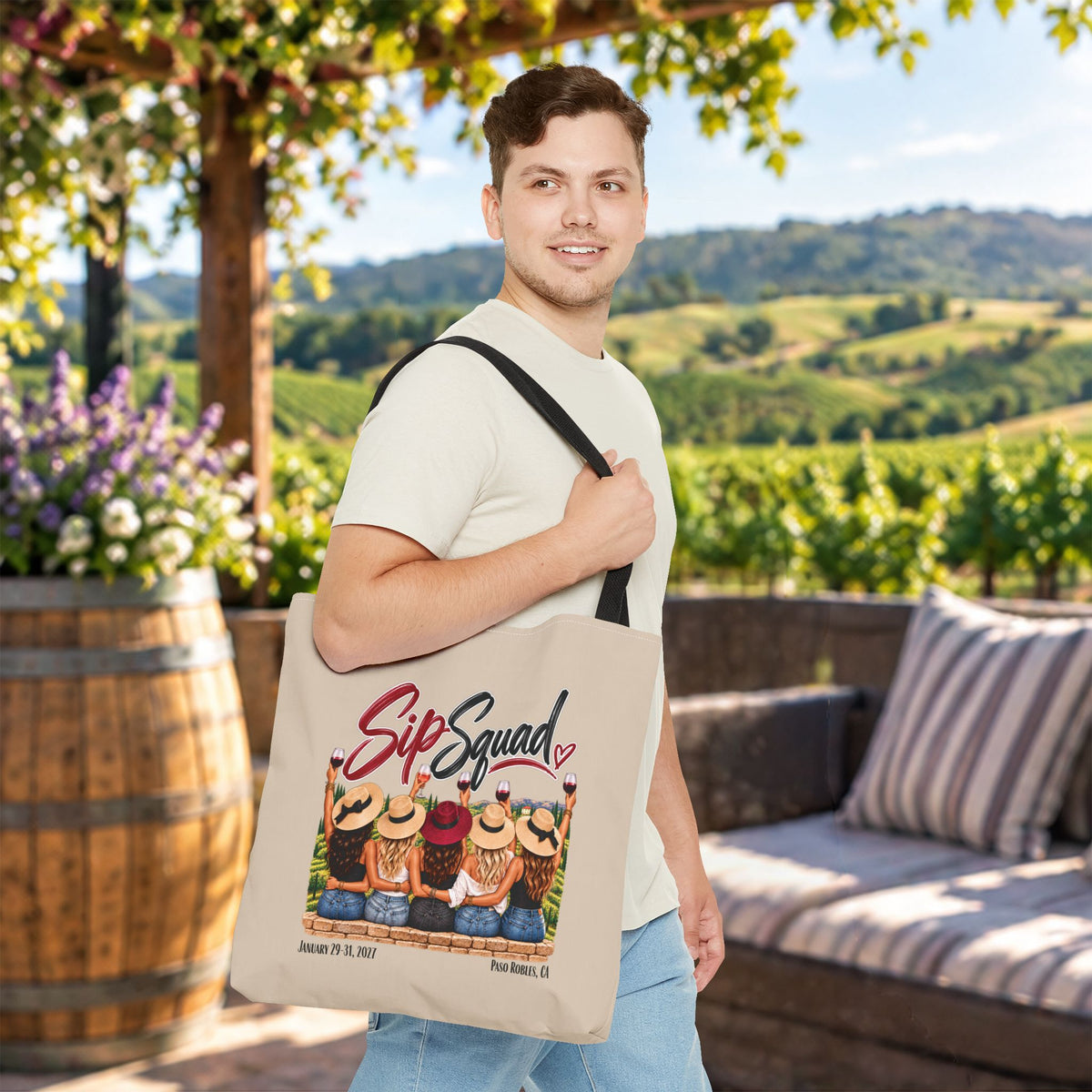 Sip Squad (ladies) Personalized Tote Bag
