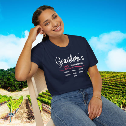 Grandma's Reason To Wine Personalized T-Shirt