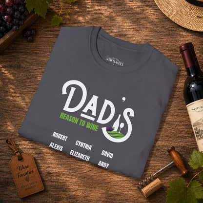 Dad's Reason To Wine Personalized Crew Neck T-Shirt