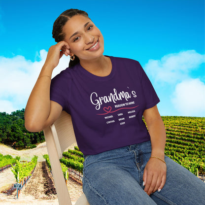 Grandma's Reason To Wine Personalized T-Shirt
