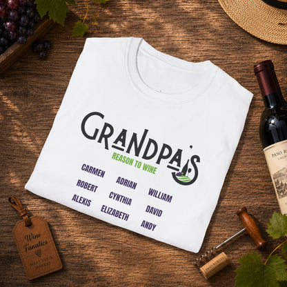 Grandpa's Reason To Wine Personalized Crew Neck T-Shirt