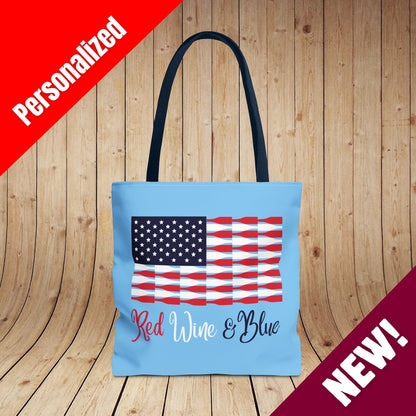 Red Wine & Blue Independence Day Personalized Tote Bag