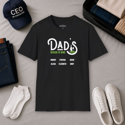 Dad's Reason To Wine Personalized Crew Neck T-Shirt