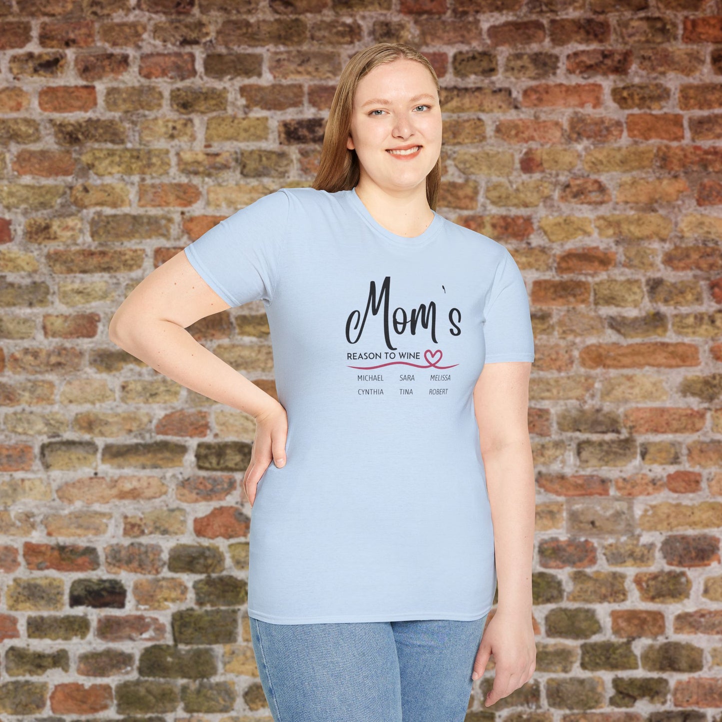 Mom's Reason To Wine Personalized Crew Neck Tee
