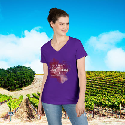 This Is My Wine Tasting Shirt Ladies V-Neck Tee