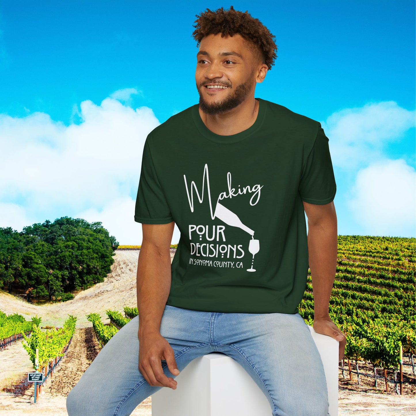 Sonoma County - Making Pour Decisions Unisex Softstyle Tee