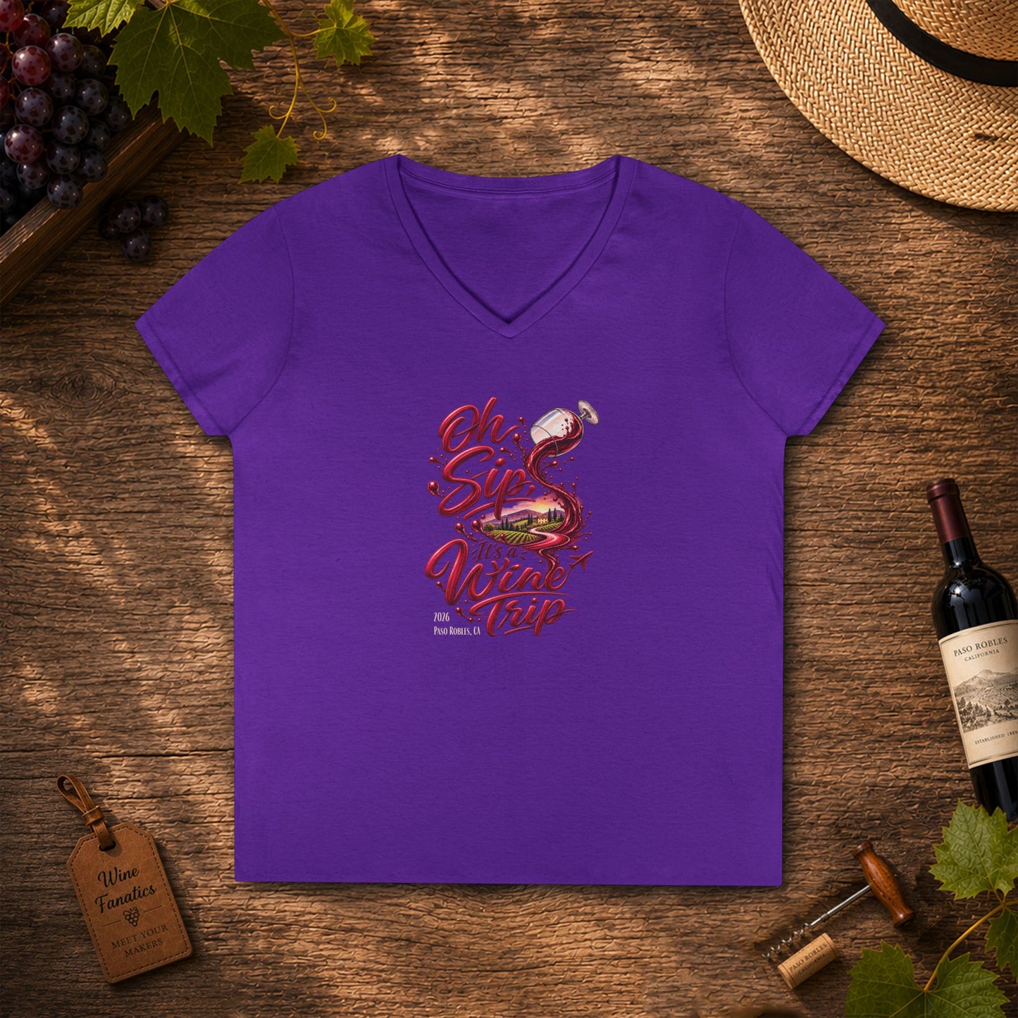 Oh Sip It's A Wine Trip Ladies V-Neck  Tee