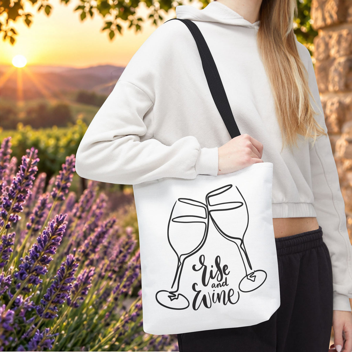 Rise & Wine Personalized Tote Bag