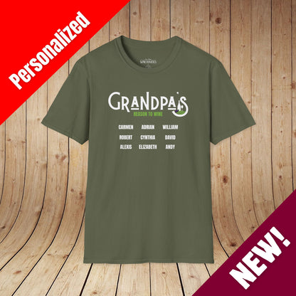Grandpa's Reason To Wine Personalized T-Shirt