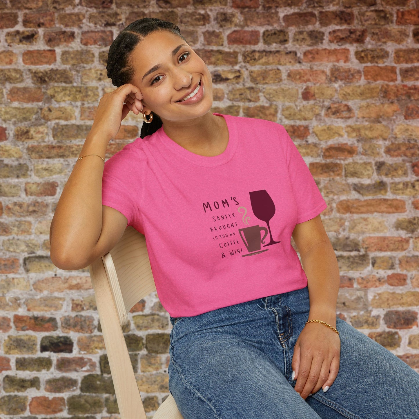 Mom's sanity brought to you by Coffee & Wine Crewneck Tee