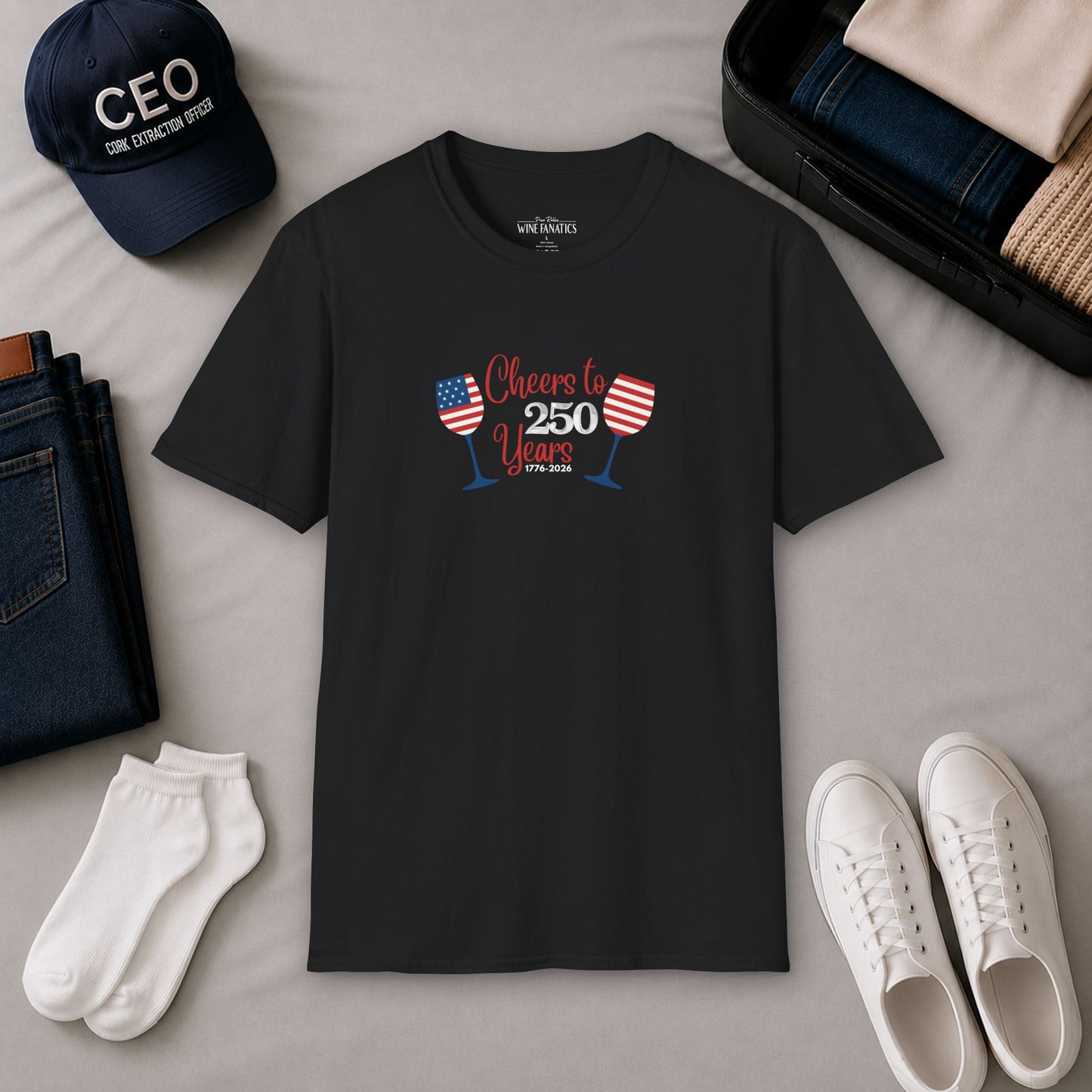 Cheers to 250 Years Independence Day Unisex Softstyle T-Shirt