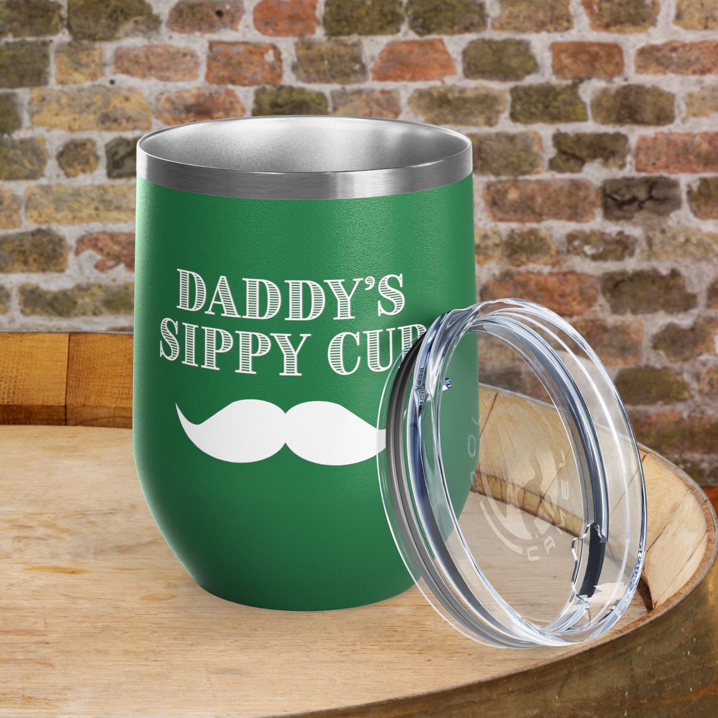 Daddy's Sippy Cup (mustache) Personalized 12oz Wine Tumbler