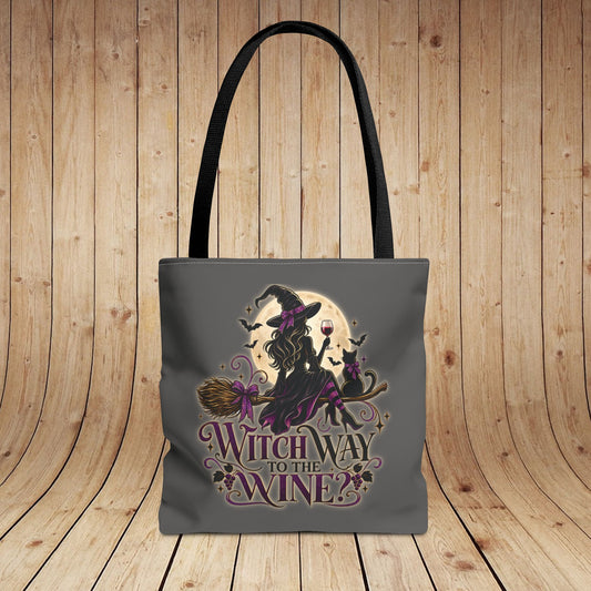 Witch Way To The Wine Personalized Tote Bag