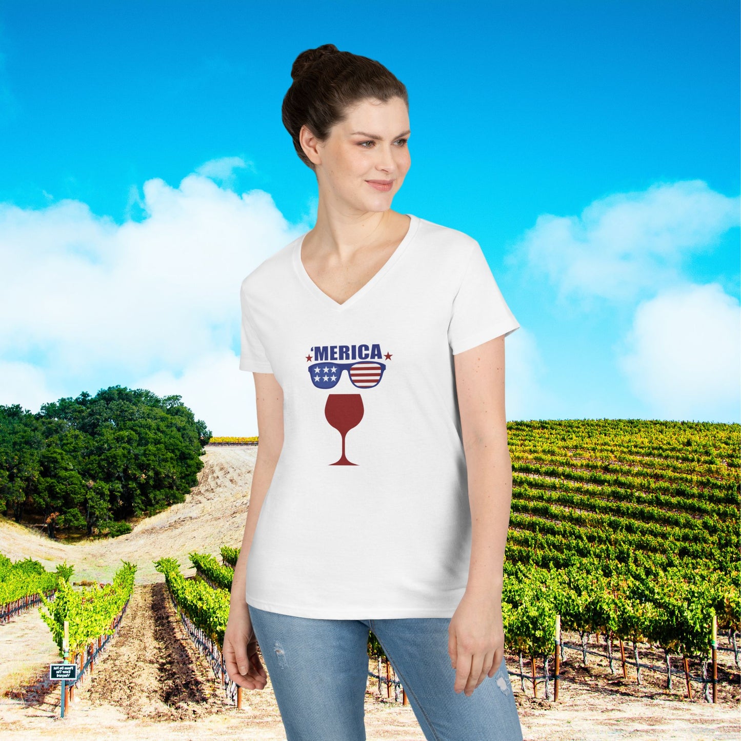 'Merica Independence Day Ladies V-Neck Tee