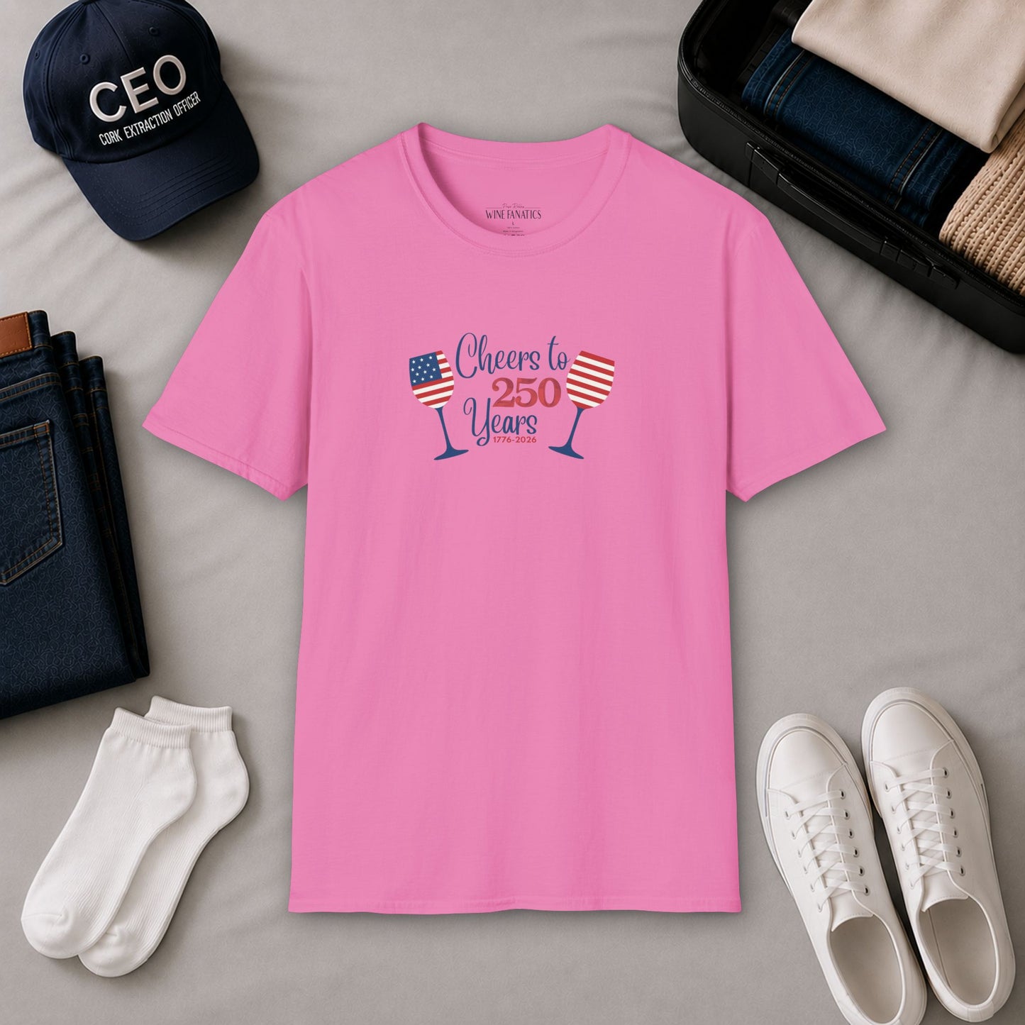 Cheers to 250 Years Independence Day Unisex Softstyle T-Shirt