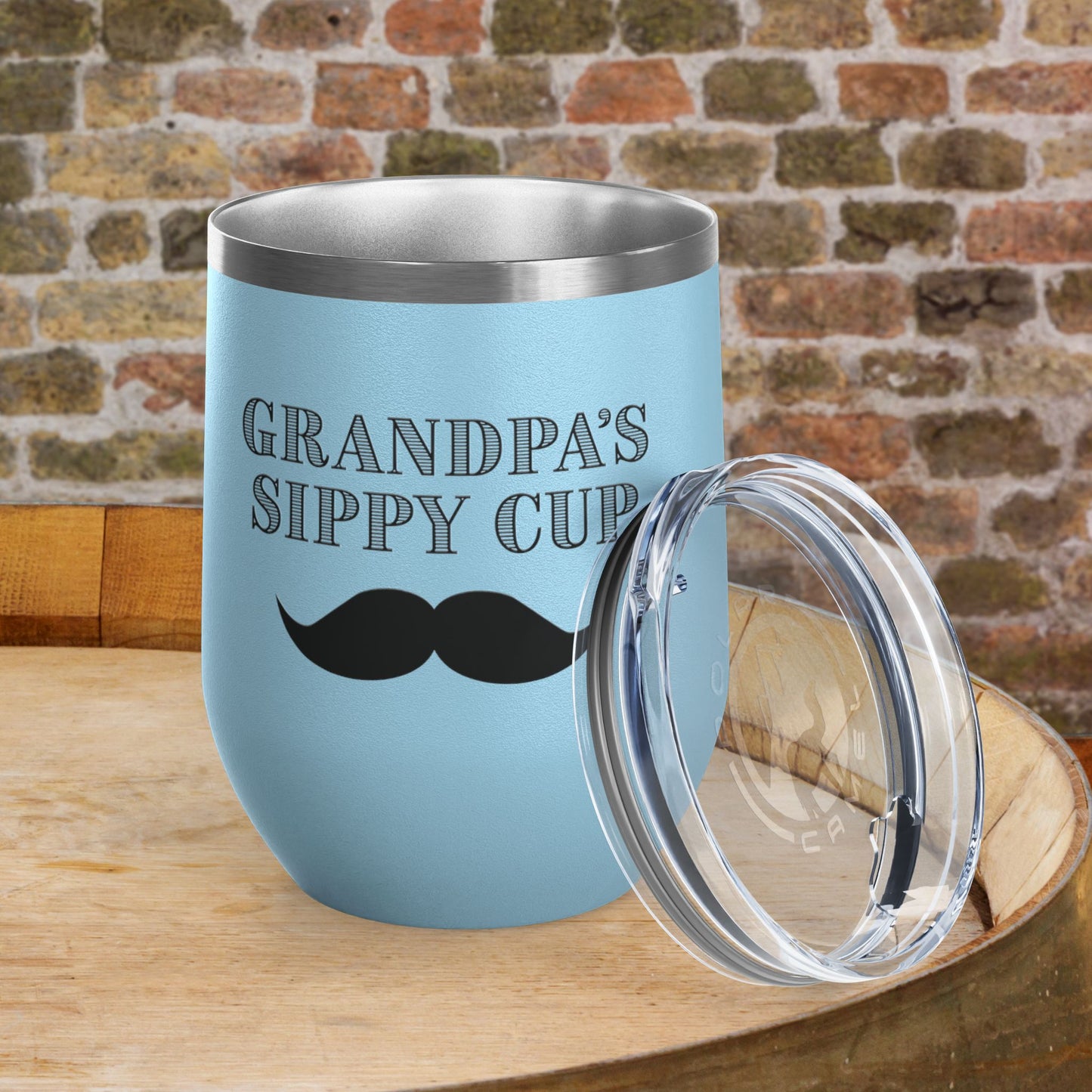 Grandpa's Sippy Cup (mustache) Personalized 12oz Wine Tumbler