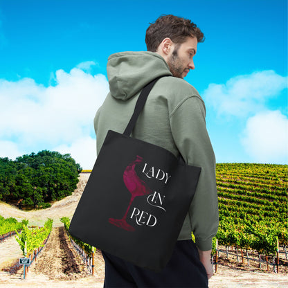 Lady In Red Tote Bag