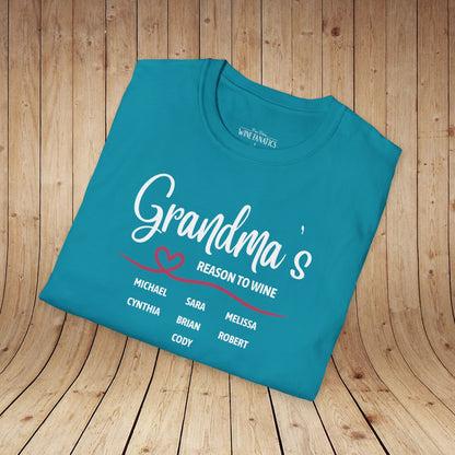 Grandma's Reason To Wine Personalized T-Shirt