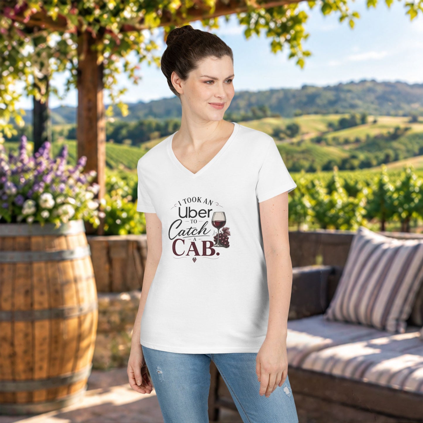 I Took An Uber To Catch A CAB Ladies V-Neck Tee