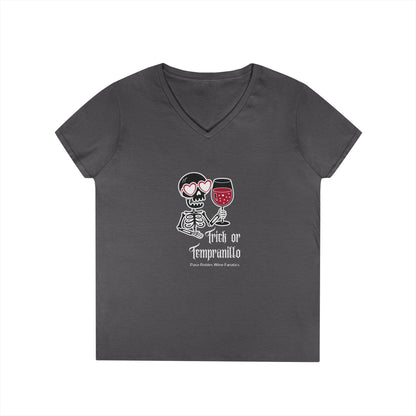 Trick or Tempranillo Ladies V-Neck Tee