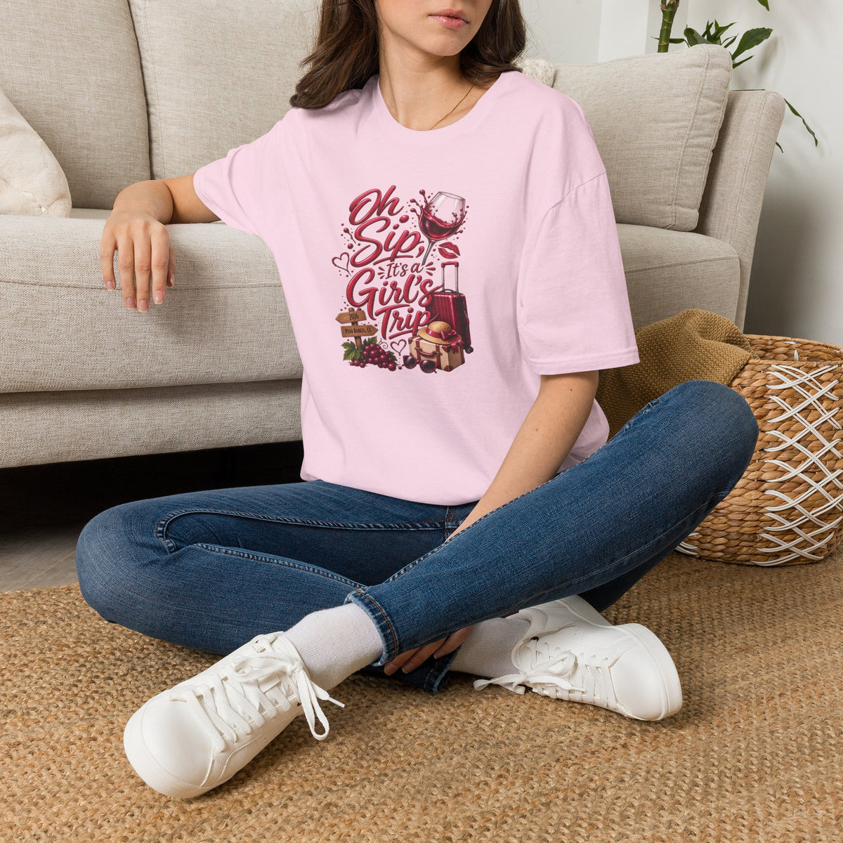 Oh Sip It's A Girl's Trip 2026 Personalized Crewneck T-Shirt