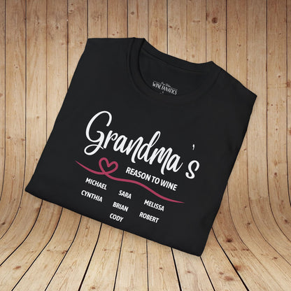 Grandma's Reason To Wine Personalized T-Shirt