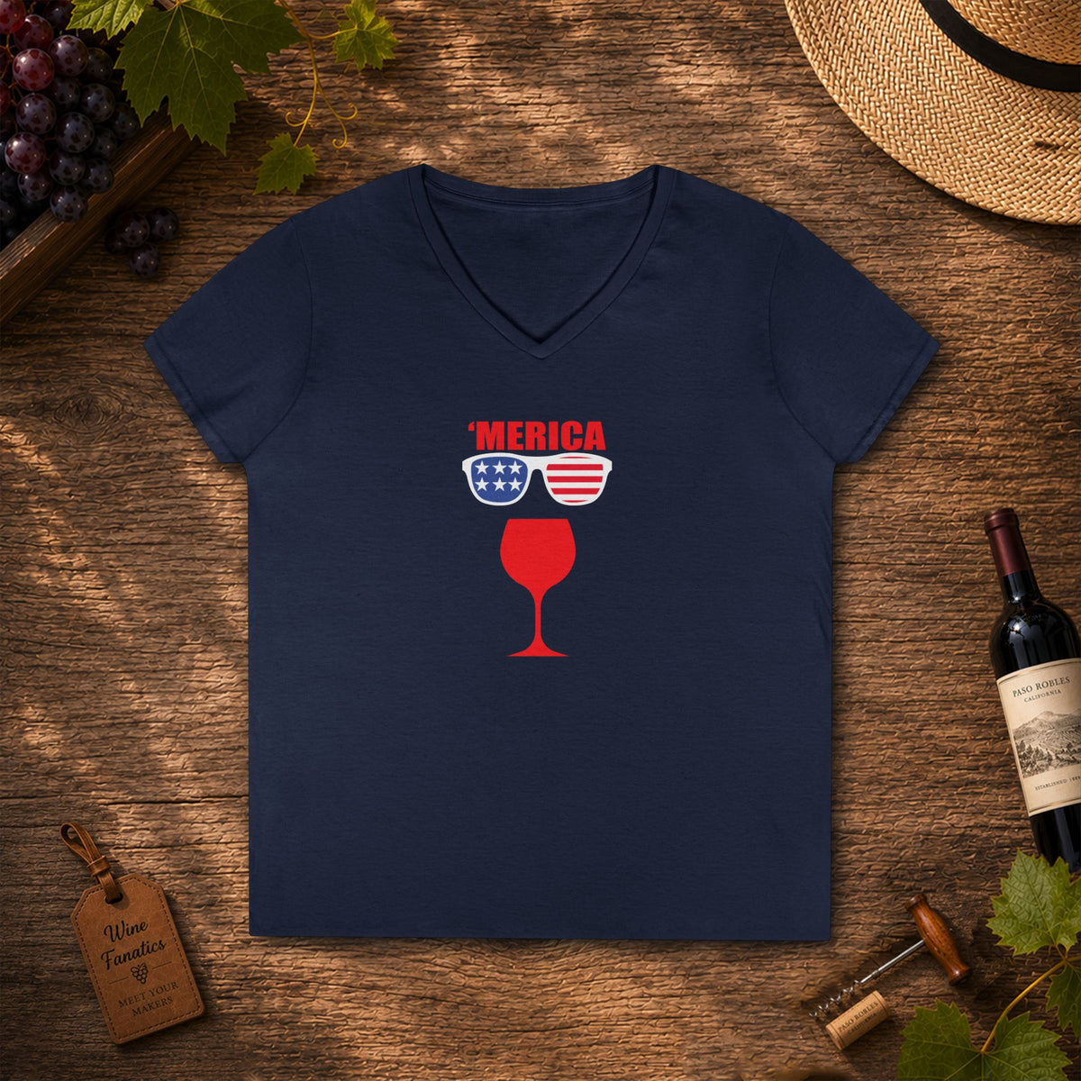'Merica Independence Day Ladies V-Neck T-Shirt