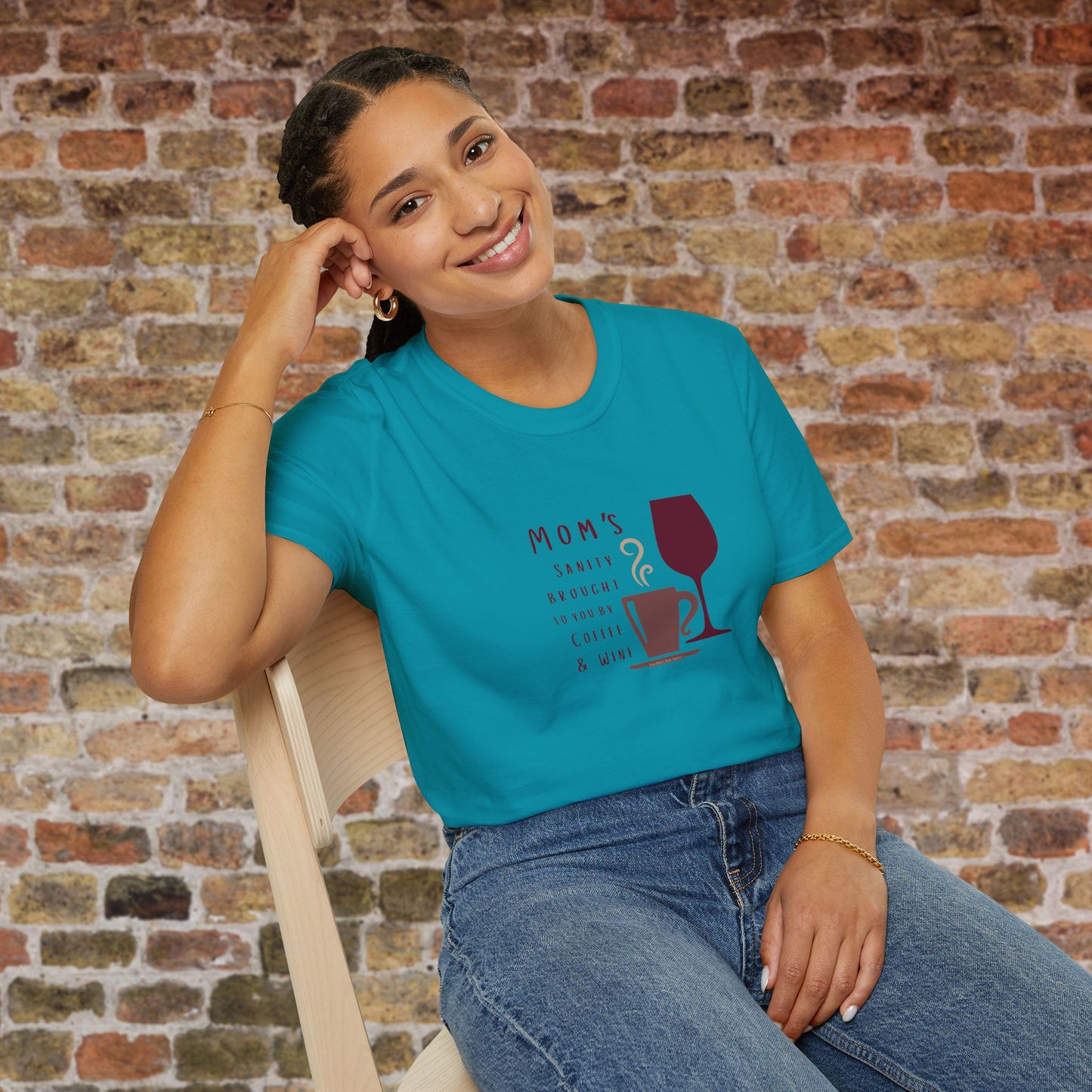 Mom's sanity brought to you by Coffee & Wine Crewneck Tee