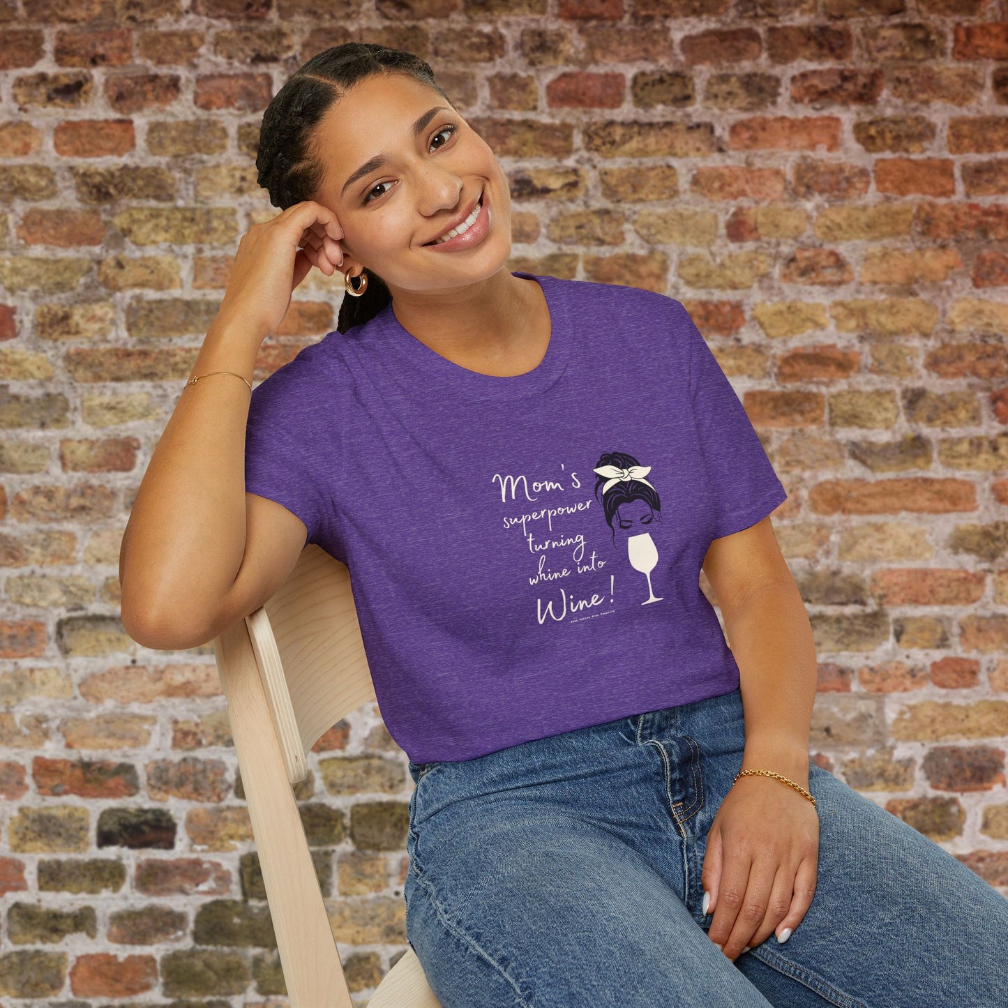 Mom's superpower, turning whine into Wine! Crewneck Tee